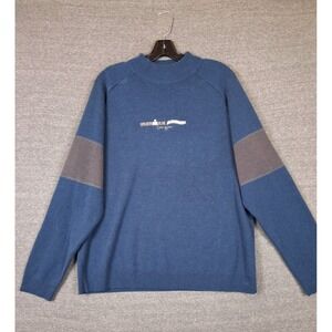 Oakley Mens Sweater L Blue Wool CDA Ironman Triathlon Run Bike Swim VTG Flaw
